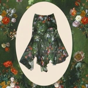 Dolls Kill dELiA*s NWT Green Multicolored Floral Mesh Handkerchief Skirt M